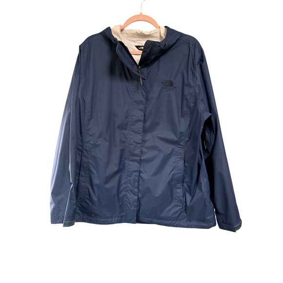 The North Face Womens XXL/TTG Blue Rain Jacket Full Zip Hooded Lightweight - Picture 1 of 6